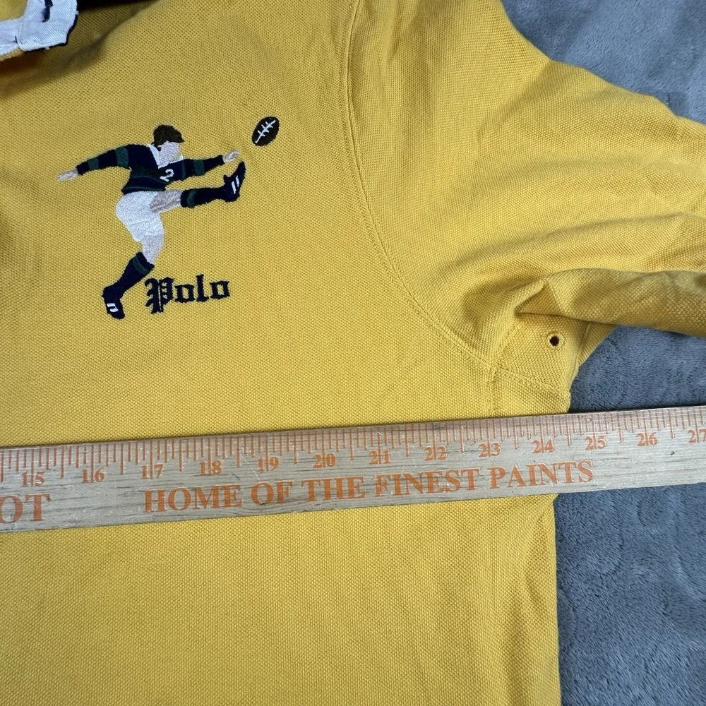 Polo Ralph Lauren Rugby Polo Shirt Men's XL Kicker Embroidered Yellow Retro Prep